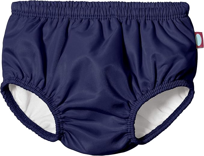 Made in USA Baby Girls Ruffle Swim Diaper Cover Reusable LeakProof for Swimming Pool Lessons Beach, Navy, 12/18m