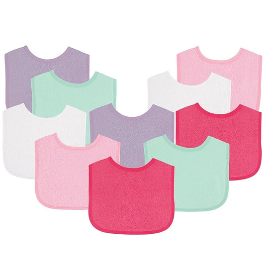 Luvable Friends Unisex Baby Cotton Terry Bibs, Girl Solid Mint, One Size