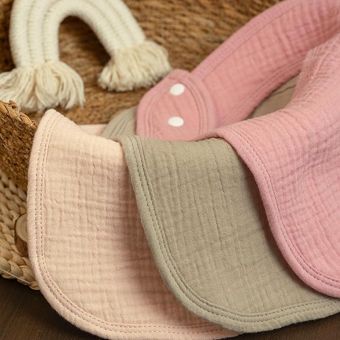 GLLQUEN BABY Muslin Drool Bibs for Boys Girls 6 Pack, Adjustable Baby Bibs for Drooling and Teething, Soft Cotton Baby Bandana Bib for Newborn Feeding Essentials (Muslin Sweetie)