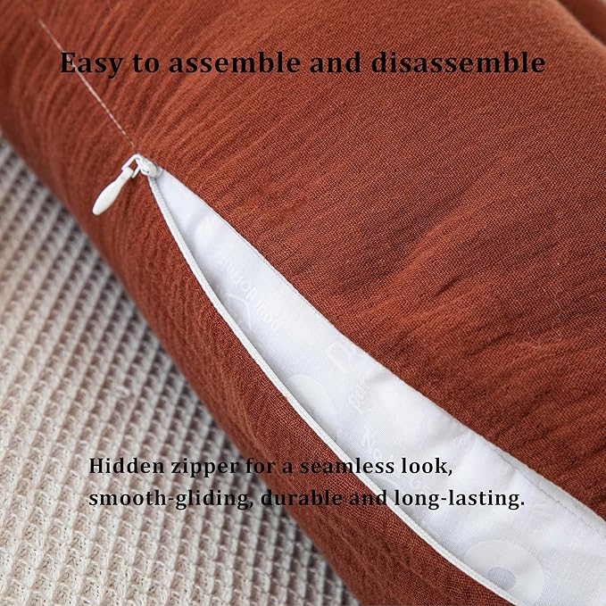 TADO MUSLIN Nursing Pillow Cover 2-Pack, 100% Organic Cotton Muslin Breastfeeding Pillow Covers, Hidden Zipper, Fits Standard U-Shaped Nursing Pillows, Machine Washable, Unisex Neutral Soft and Cute
