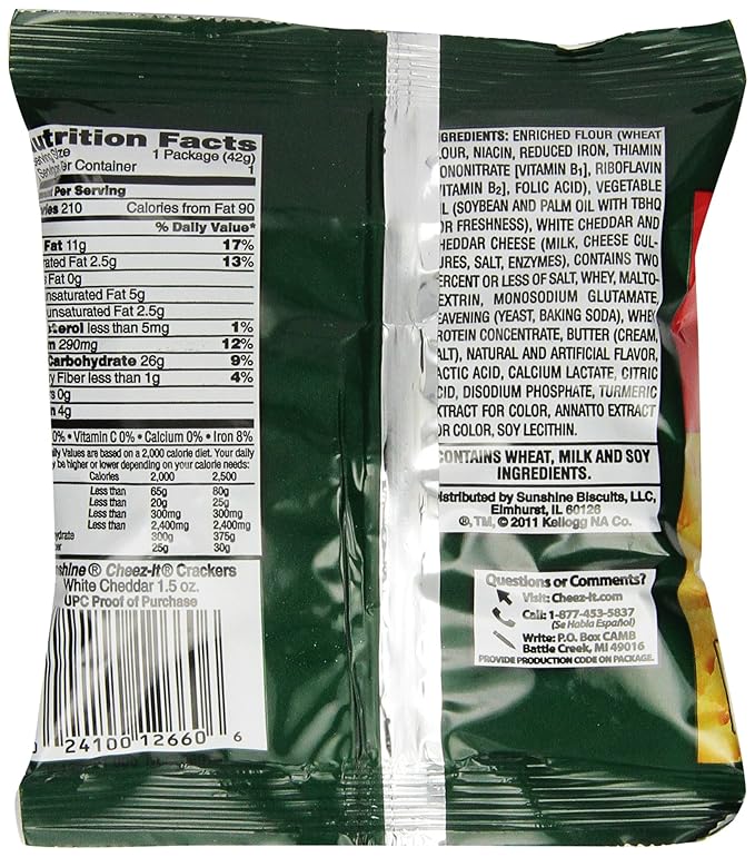 CHEEZ-IT Baked Snack Crackers, White Cheddar Crackers, 1.5-Ounce Units (Pack of 60)