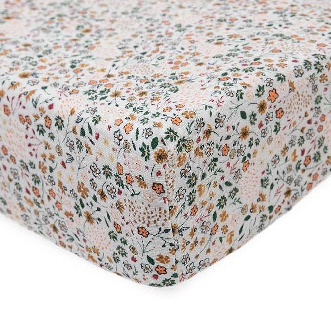 Little Unicorn Changing Pad Cover for Newborns & Infants | Soft & Breathable Muslin Fabric | Baby Diaper Changing Table Pad Cover (Pressed Petals)