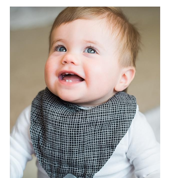 Nuby Baby Bibs - 3 Pc Muslin Bibs - Reversible 100% Natural Cotton Teething Accessory for Girls and Boys, Baby Essentials