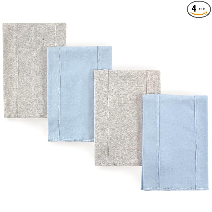 Touched by Nature Unisex Baby Organic Cotton Burp Cloths, Blue Gray, One Size
