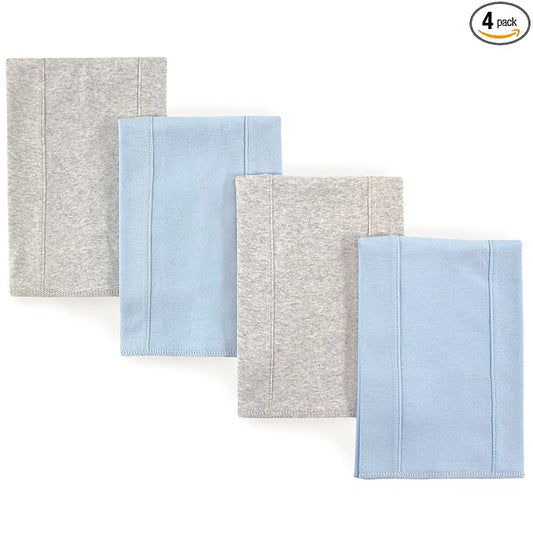 Touched by Nature Unisex Baby Organic Cotton Burp Cloths, Blue Gray, One Size