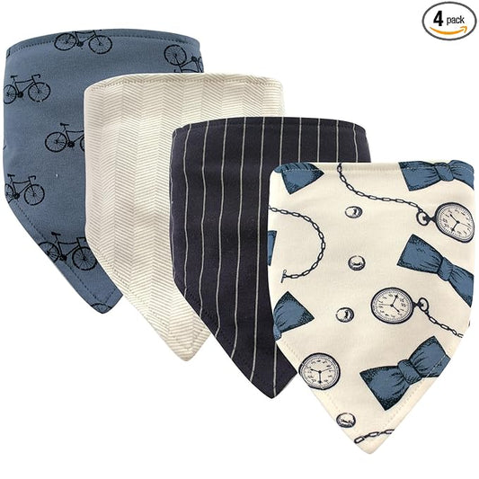 Hudson Baby Unisex Baby Cotton Bandana Bibs, Pocketwatch, One Size