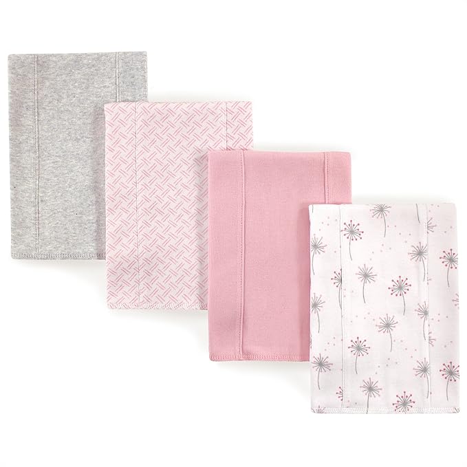 Touched by Nature Unisex Baby Organic Cotton Burp Cloths, Dandelions, One Size