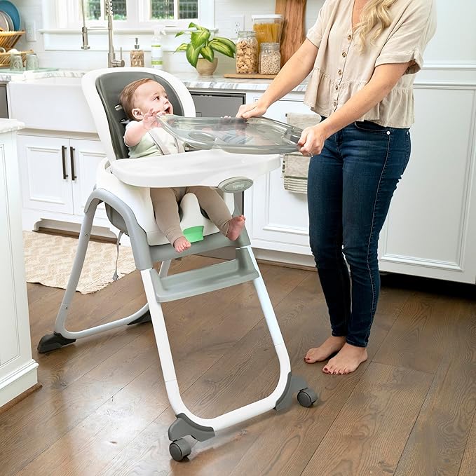 Ingenuity Full Course SmartClean 6-in-1 High Chair – SmartClean EVA Foam, 5 Point Safety Harness, 2 Dishwasher Safe Trays – Slate