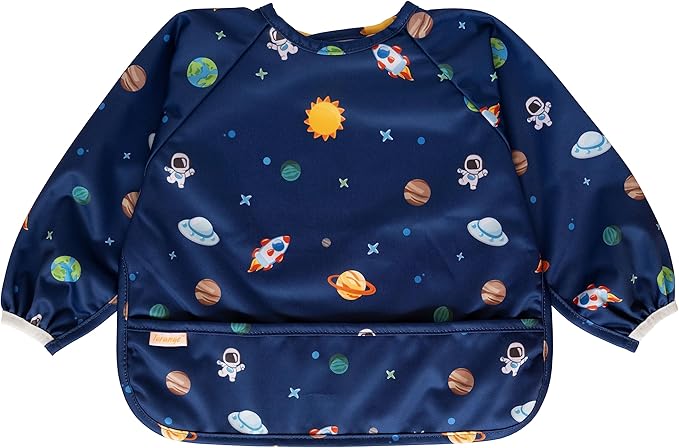 Waterproof Long Sleeve Bib – Machine Washable Baby Bibs for Eating – Baby Smock Bib for Toddler – BLW Supplies for Baby