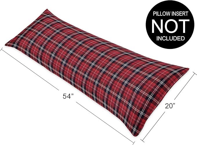 Sweet Jojo Designs Red and Black Woodland Plaid Flannel Body Pillow Case Cover for Rustic Patch Collection (Pillow Not Included)