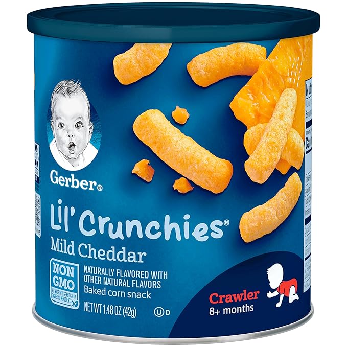 Gerber Teethers Gentle Teething Wafers - Banana Peach, 6 Count & Lil Crunchies, Mild Cheddar & Veggie Dip, 8 Count