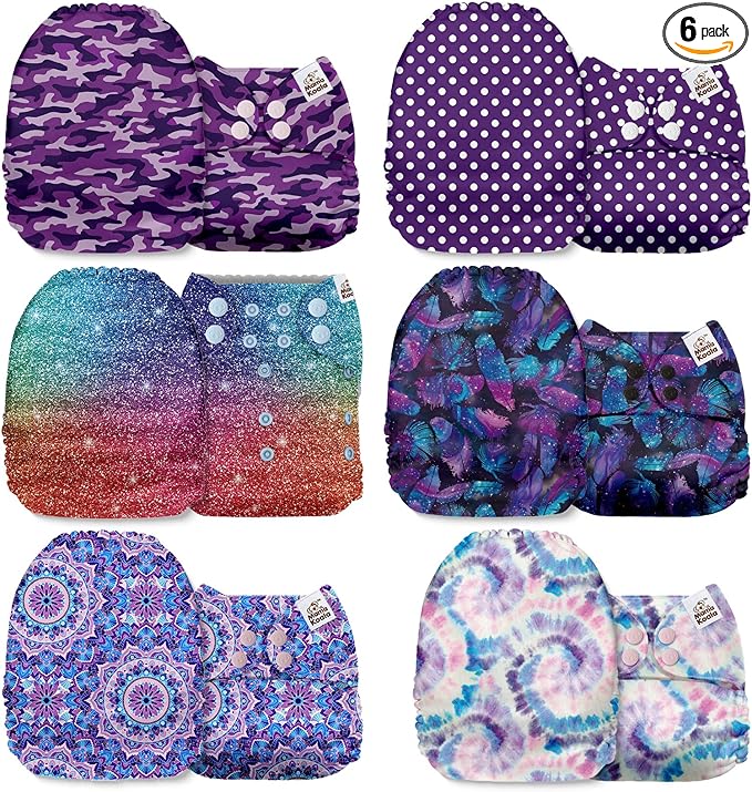 Mama Koala 1.0 Cloth Diapers for Babies, 6 Pack Pocket Shell Only (NO Inserts) - One Size Washable and Reusable Pocket Diapers for Newborns and Toddlers - 160032
