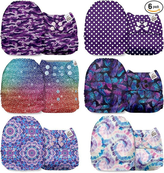 Mama Koala 1.0 Cloth Diapers for Babies, 6 Pack Pocket Shell Only (NO Inserts) - One Size Washable and Reusable Pocket Diapers for Newborns and Toddlers - 160032