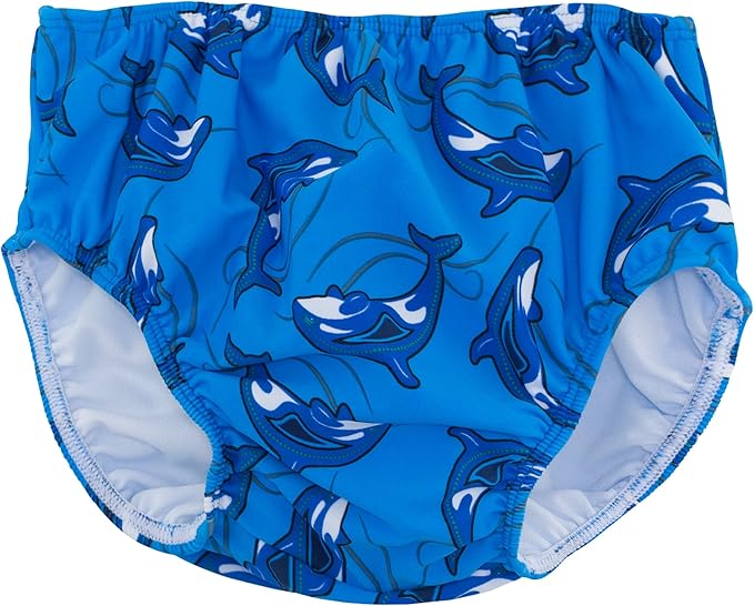 SunBusters Boy's Reusable Swim Diaper 2 Pack, Sky Orca, Small