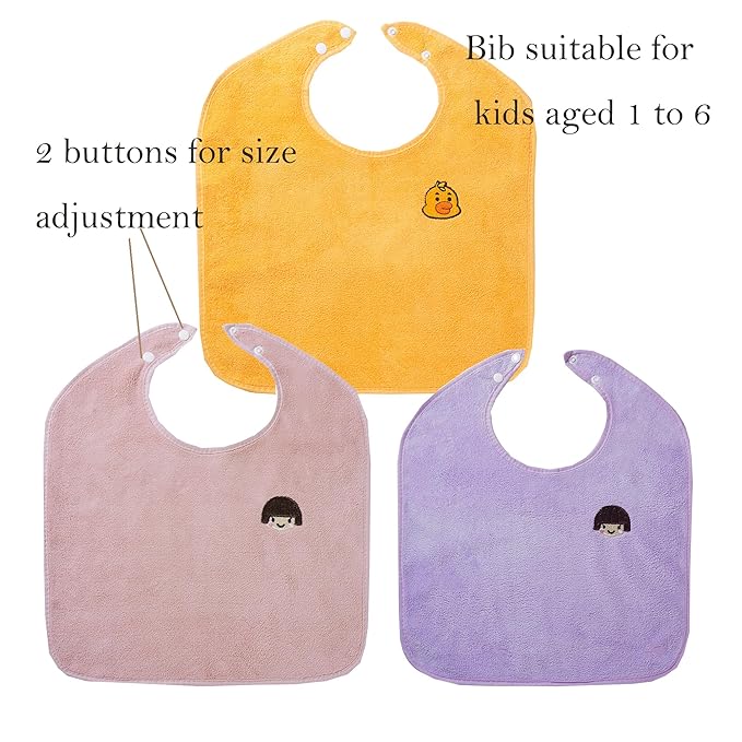 Baby Bibs for Girls or Boys, Toddler Bibs for Feeding (pink purple yellow)