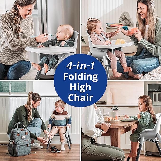 Chicco Zest 4-in-1 Folding High Chair, Feeding Chair, Toddler Chair and Youth Stool, Multi-Use Easy Clean High Chair, Capri/Blue