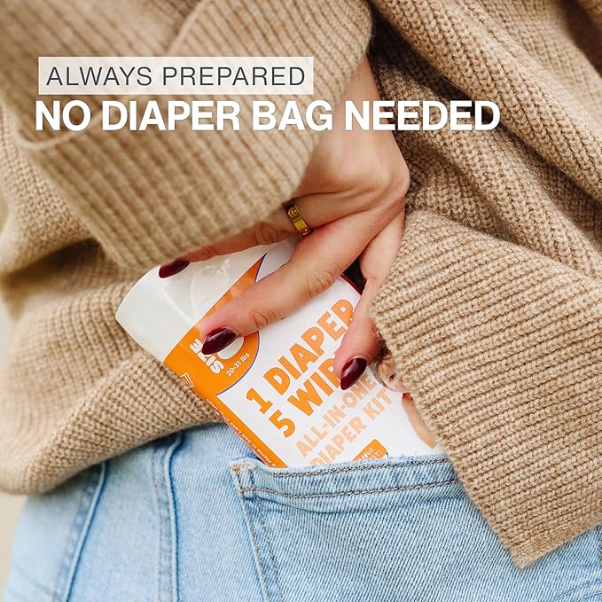 Pocket-Sized Travel Diaper Kit (Size 3, 16–28 lbs) – 10-Kit Value Pack | 1 Diaper, 5 Wipes & Odor-Lock Disposal Bag | Baby Travel Essentials for Airport & On-the-Go