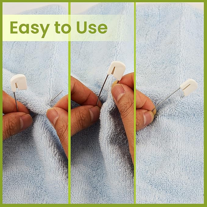 50 PCS Diaper Pins - Stainless Steel Pins with Plastic Safety Lock, Large Nappy Pins with White Plastic Heads, 5.5cm x 1.1cm - Safety Pins for Baby Cloth Diapers