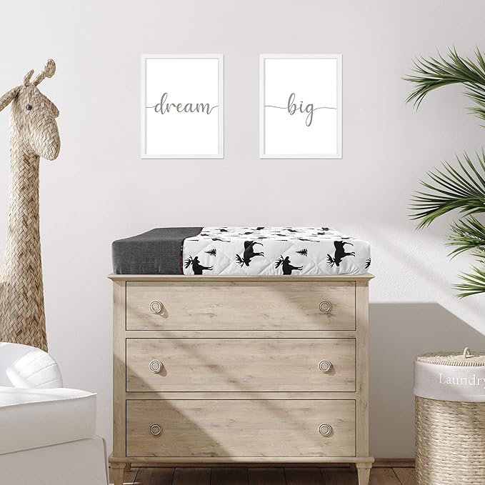 Grey, Black and Red Woodland Plaid and Moose Changing Pad Cover for Rustic Patch Collection by Sweet Jojo Designs