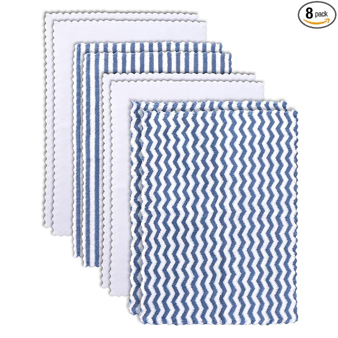 8 Pack Super Soft Baby Burp Cloths, Baby Washcloths, Ultra Absorbent Large Newborn Burping Cloth for Boy and Girl, Milk Spit Up Rags, Unisex for Baby Sensitive Skin, Navy Blue and White, 16 x 12 Inch