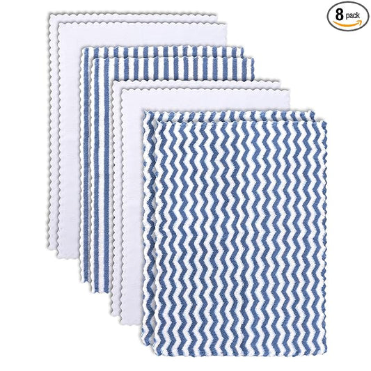 8 Pack Super Soft Baby Burp Cloths, Baby Washcloths, Ultra Absorbent Large Newborn Burping Cloth for Boy and Girl, Milk Spit Up Rags, Unisex for Baby Sensitive Skin, Navy Blue and White, 16 x 12 Inch