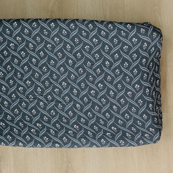 Mebie Baby Changing Pad Cover, Navy Berry, 100% Muslin Cotton Changing Table Pad Cover for Baby Boy and Girl, Designer Nursery Decor Covers, Diaper Changing Pad Cover for Changing Station
