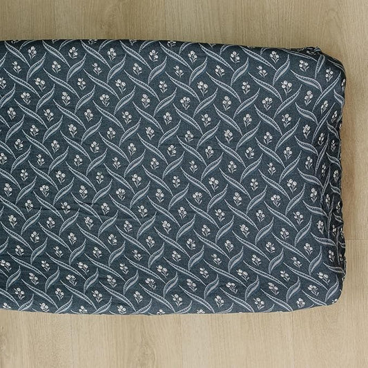 Mebie Baby Changing Pad Cover, Navy Berry, 100% Muslin Cotton Changing Table Pad Cover for Baby Boy and Girl, Designer Nursery Decor Covers, Diaper Changing Pad Cover for Changing Station