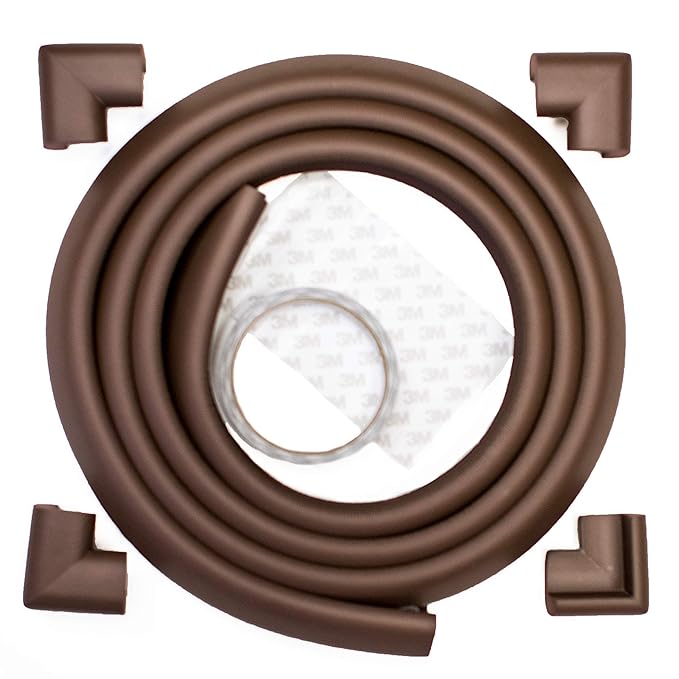 Prince Lionheart Table Edge Guard with 4 Corners, Kids Safety Edge and Corner Guards 8ft for Square and Circular Tables, Easy Trim to Desire Size, Chocolate Brown