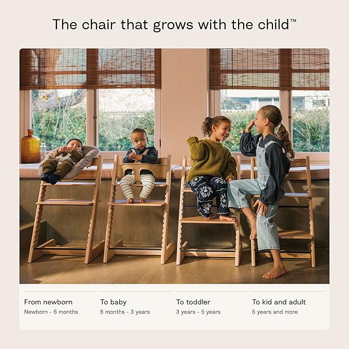 Tripp Trapp® High Chair² White, White Tray Signature Edition Includes Chair + Tray+ Baby Set with Removable Harness for Children 6-36 Months - Adjustable, Ergonomic & Easy to Clean