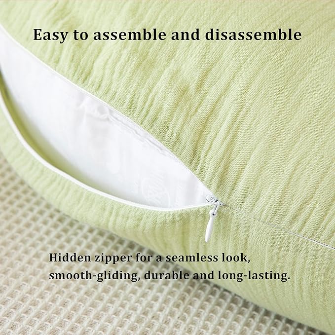 TADO MUSLIN Nursing Pillow Cover 2-Pack, 100% Organic Cotton Muslin Breastfeeding Pillow Covers, Hidden Zipper, Fits Standard U-Shaped Nursing Pillows, Machine Washable, Unisex Neutral Soft and Cute