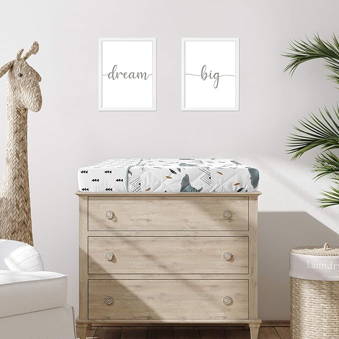 Sweet Jojo Designs Bear Mountain Boy Baby Changing Pad Cover – Infant Newborn Diaper Table Change Mat Sheet - Slate Blue Black and White Woodland Forest Mountains Arrows