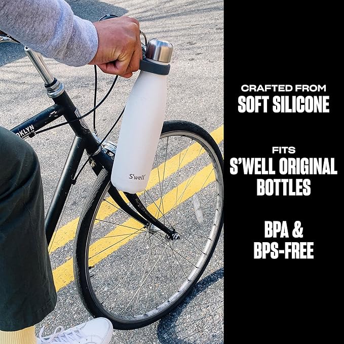 S'well Bottle Handle, Fits 9oz, 17oz, and 25oz Original Bottles, Grey, Comfortable Carrying On The Go, Flexible Silicone Grip, BPA Free
