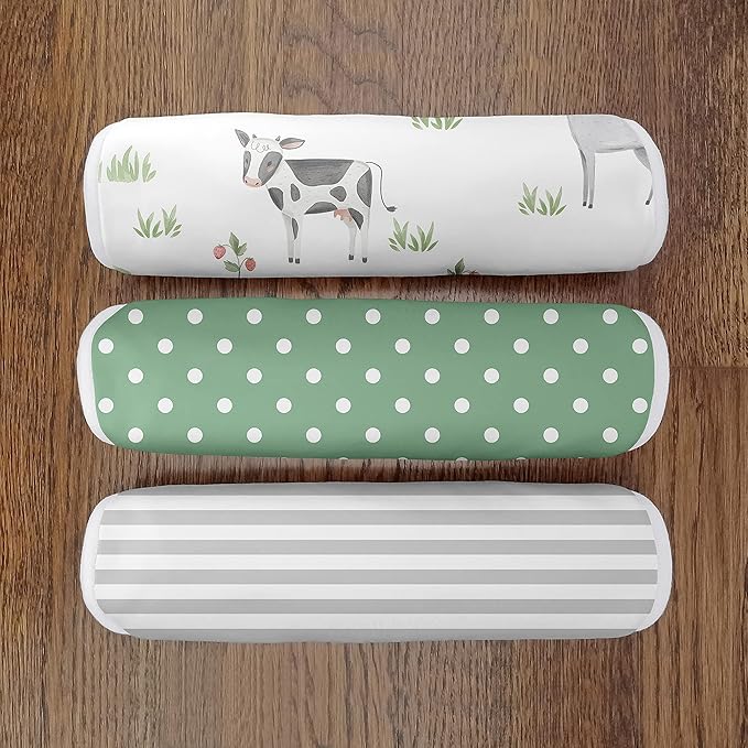 Sweet Jojo Designs Farm Animals Baby Boy Girl Absorbent Burp Cloths Infant Newborn Grey Red Black and White Green Watercolor Farmhouse Barn Horse Cow Sheep Pig Gender Neutral 3 Pack Set Dribble Drool