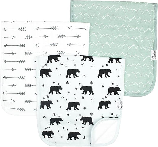 Copper Pearl Baby Burp Cloths for Boys & Girls - Cotton Burp Cloths Baby Girl & Boy, 3 Pack Soft Spit Up Rags, Extra Absorbent Layers for Newborn, Infant Towels, 21x10 in - Archer Set