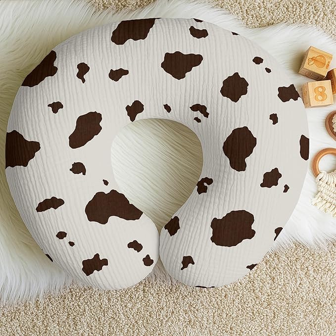 Sweet Jojo Designs Muslin Nursing Pillow Cover (Western Cow Print) for Baby Boys and Girls, Newborn, Infant 100% Cotton Breastfeeding Pillowcase -PILLOW NOT INCLUDED (South, Country, Wild West Cowboy)