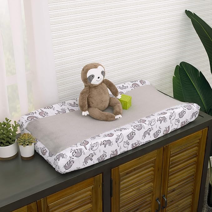 Little Love by NoJo Sloth Let's Hang Out Grey and White Changing Pad Cover