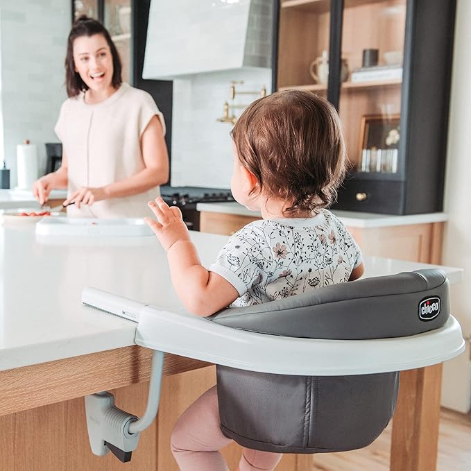 Chicco FastLock 360 Rotating Hook-On High Chair, Portable High Chair for Babies and Toddlers, Sets up in Seconds, Charcoal/Grey