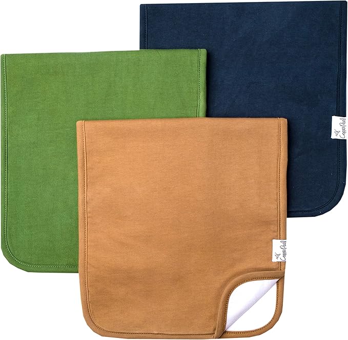 Copper Pearl Premium Baby Burp Cloths - 3-Pack Large Cotton Burp Cloths, Extra Soft Spit Up Rags with 3 Absorbent Layers, Perfect for Baby Boy and Baby Girl Gifts (21" x 10" Size, Ridge Set)