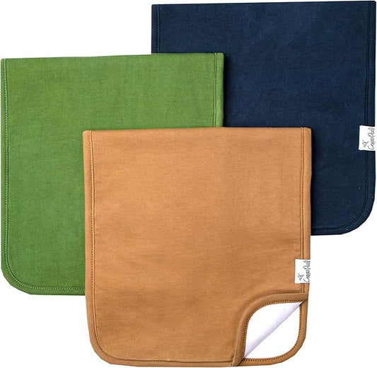 Copper Pearl Premium Baby Burp Cloths - 3-Pack Large Cotton Burp Cloths, Extra Soft Spit Up Rags with 3 Absorbent Layers, Perfect for Baby Boy and Baby Girl Gifts (21" x 10" Size, Ridge Set)