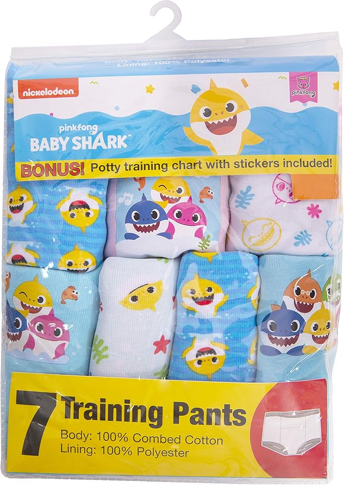 Baby Shark Unisex Training Pant Multipacks With Success Tracking Chart & Stickers, Sizes 18m, 2t, 3t, 4t