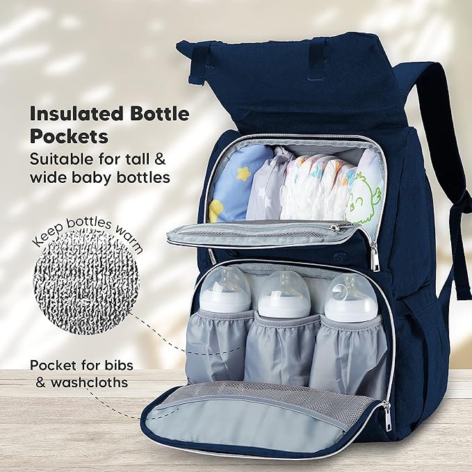 KeaBabies Diaper Bag Backpack and Portable Diaper Changing Pad - Waterproof Multi Function Baby Travel Bags - Waterproof Foldable Baby Changing Mat - Travel Diaper Change Mat - Lightweight Changing