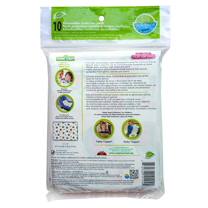 Neat Solutions Sesame Street Potty Topper Disposable Toilet Seat Cover with Adhesive Strips for On-The-Go Protection, 10 Count