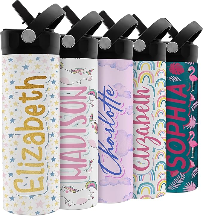 Personalized Water Bottle for Kids - 20 oz - 14 Design Options, Custom Water Bottle for Children - End of School Year Gifts, Back to School Gifts - BPA FREE, Double-Wall Insulation - Star