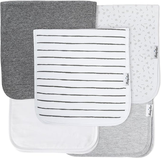 KiddyStar 5-Pack Burp Cloths – Organic Cotton, Soft, Large & Absorbent 3-Layer Towels for Newborns – Essential for Feeding & Spit-Up