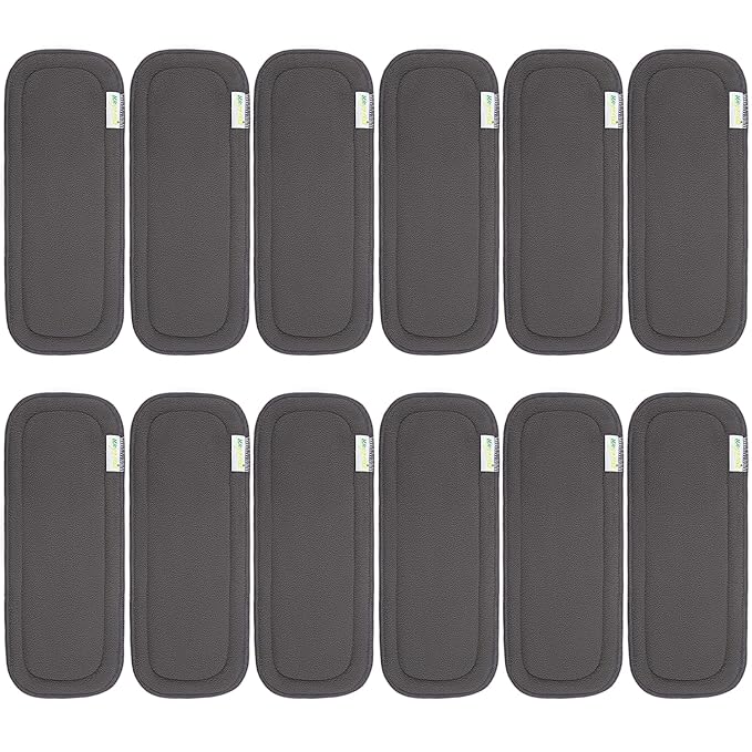Wegreeco Reusable Soft 5 Layers 12 Pack Charcoal Inserts for Baby Cloth Diaper,High Absorbing Washable Liners