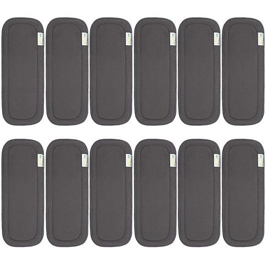Wegreeco Reusable Soft 5 Layers 12 Pack Charcoal Inserts for Baby Cloth Diaper,High Absorbing Washable Liners