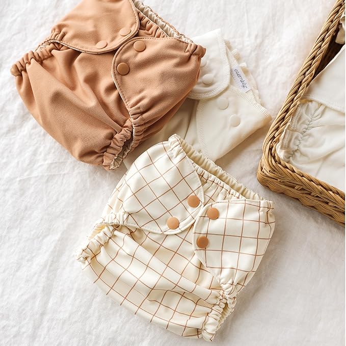 Esembly Cloth Diaper Cover - Reusable Swim Diaper, Waterproof, Breathable - Adjustable Outer Layer Over Absorbent Inner for Blowout Protection - Sepia, Size 2 (18-35lbs)