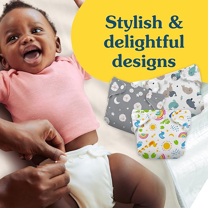 Charlie Banana Cloth Diapers, Reusable, Washable, Adjustable Newborn Size Diaper for Newborns and Babies (5-10lbs), with Absorbent Inserts - White, 1 Pack