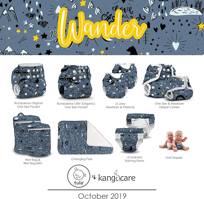 Kanga Care Wet Bag MINI Seam Sealed Waterproof 3D Dimensional for Baby Cloth Diapers, Travel, Beach, Pool, Gym, Swim | Wander