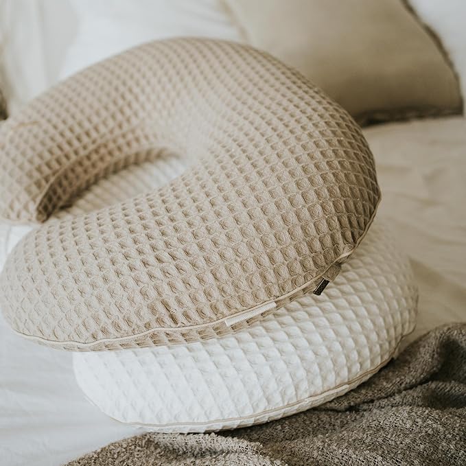 Organic Cover for Nursing Pillow • Premium Quality 100% Cotton Oeko-Tex Standard • Case for Breastfeeding and Bottle Feeding Pillow • Soft and Breathable • Only Cover (Slate Waffle)